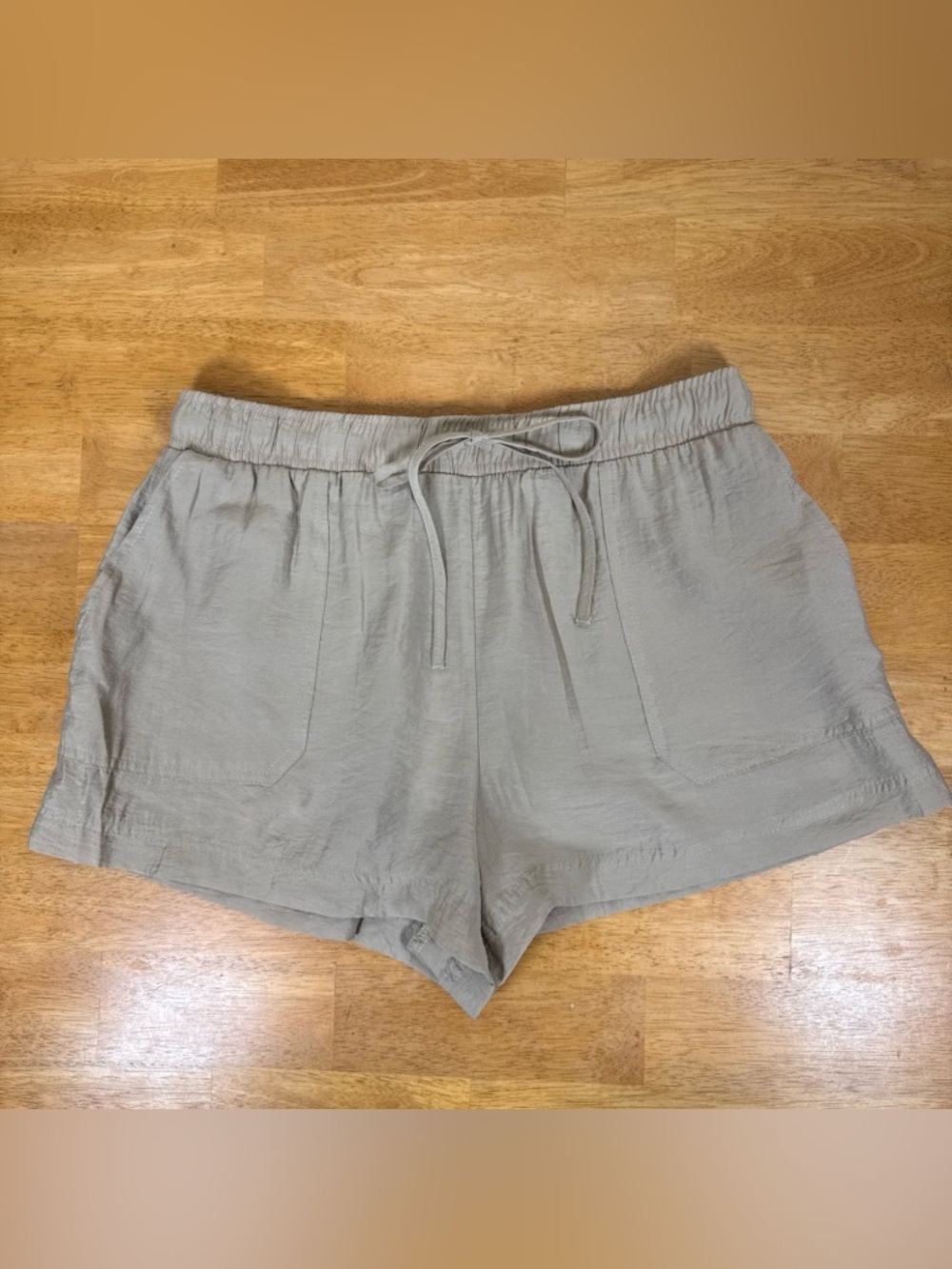Zara Tan Elastic Waist Draw String Shorts Medium Boho Beach Travel